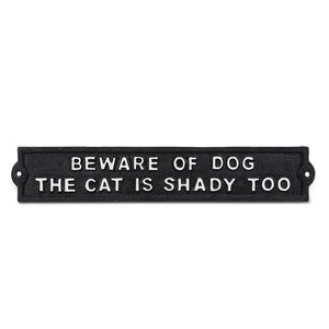 Beware of Dog and Cat Sign- Black