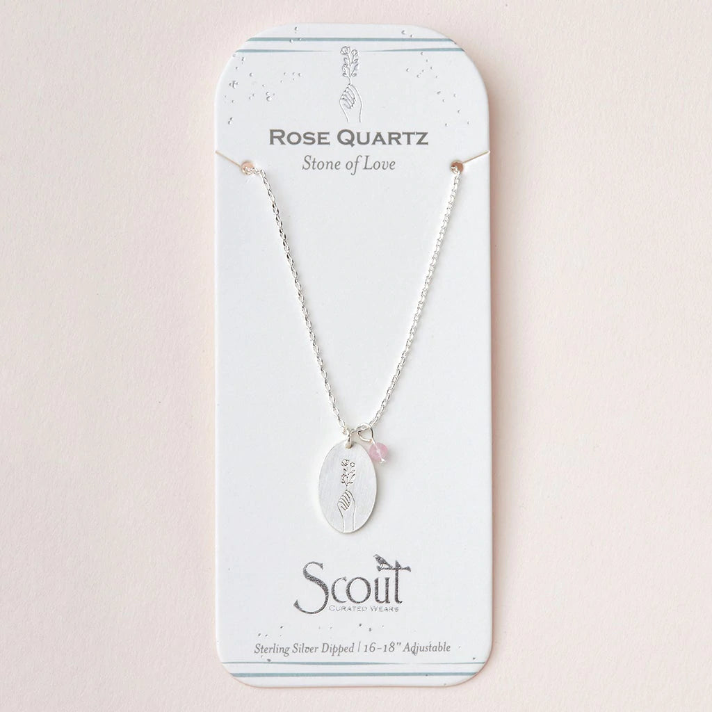 Stone Intention Charm Necklace- Rose Quartz