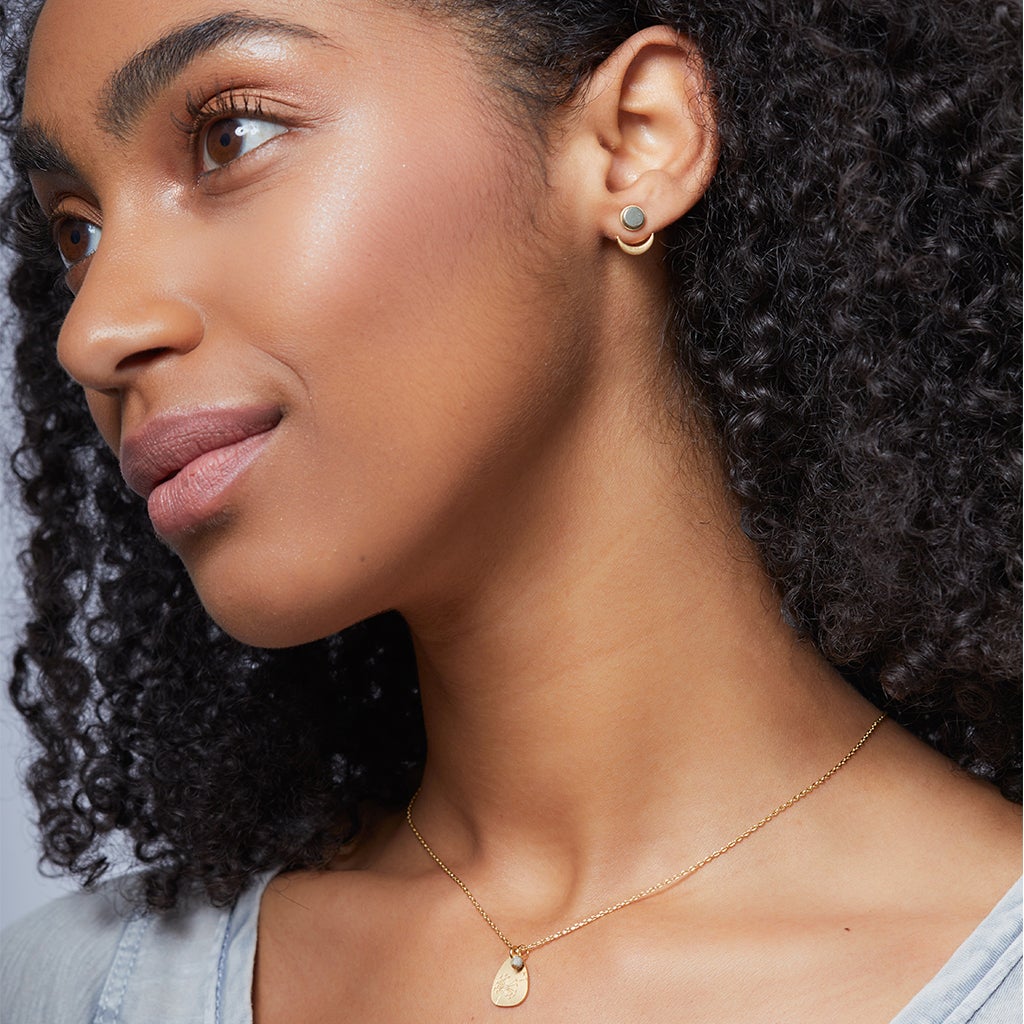 Stone Moon Phase Ear Jacket - Amazonite