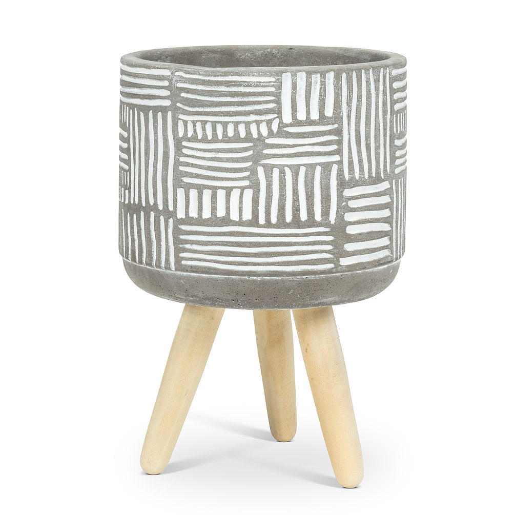 Grey Grid Tripod Planters