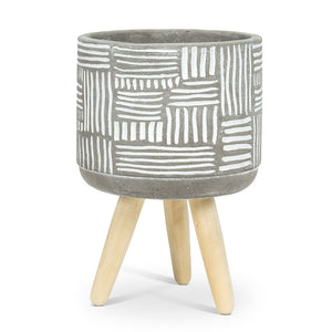 Grey Grid Tripod Planters