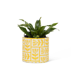 Yellow Floral Grid Pot