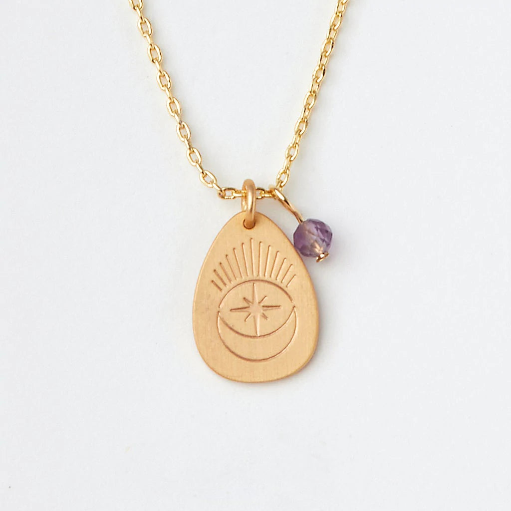 Stone Intention Charm Necklace- Amethyst