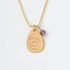 Stone Intention Charm Necklace- Amethyst