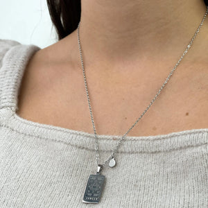 Zodiac Card Necklace - Silver
