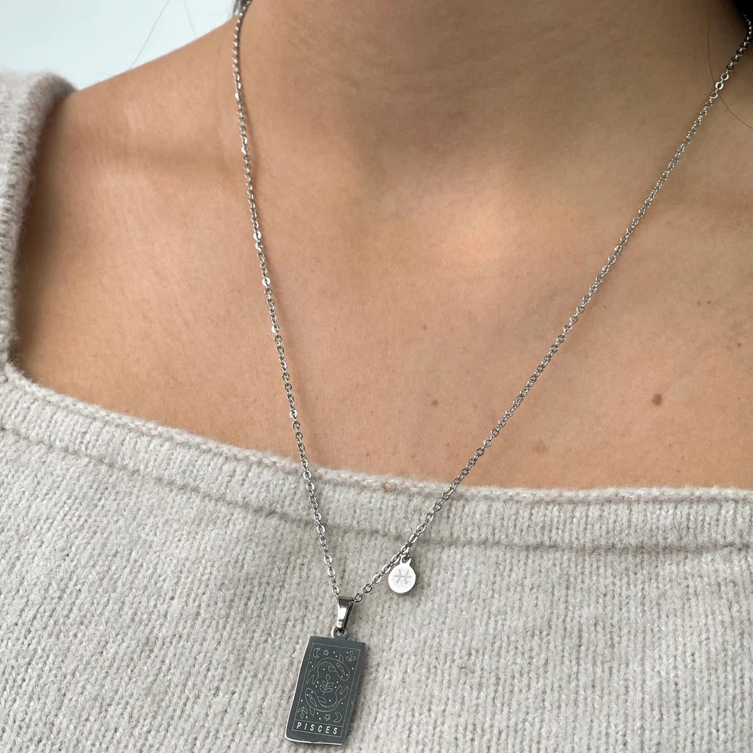 Zodiac Card Necklace - Silver