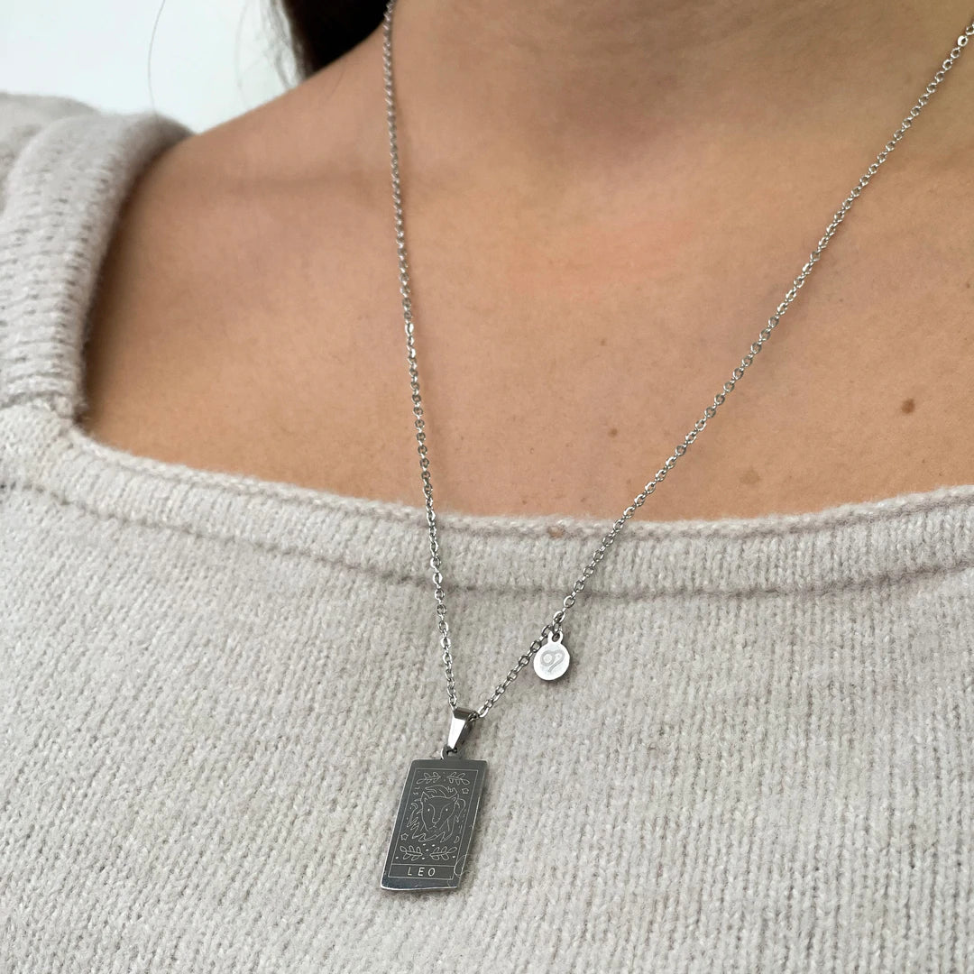 Zodiac Card Necklace - Silver