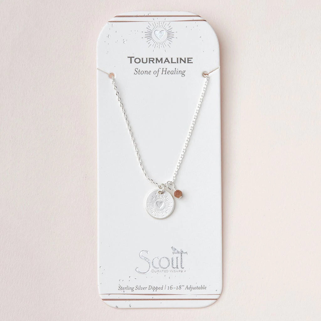 Stone Intention Charm Necklace- Tourmaline